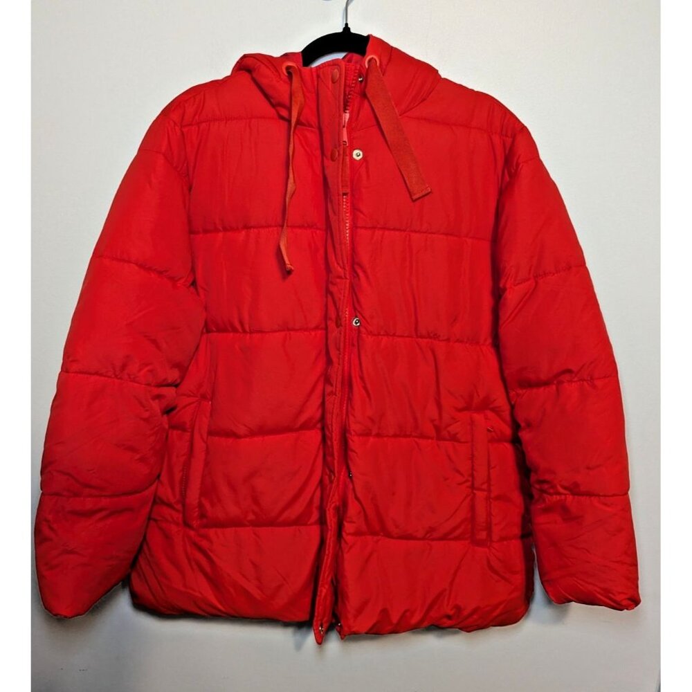 GAP Cold Control Max Red Jacket Womens M Hooded Puffer Water Resistant Coat
